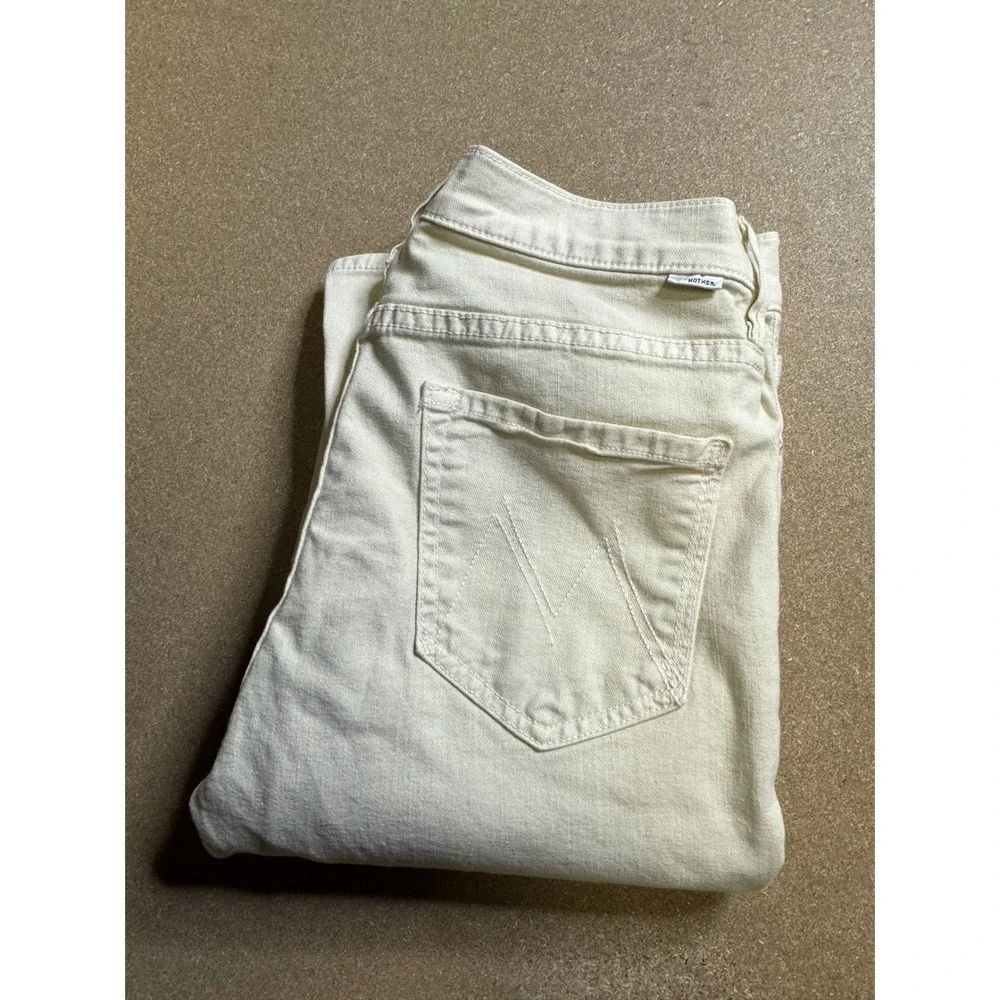 Mother The Runaway Flare Jeans So Far Gone Ivory Off White Denim Size 29